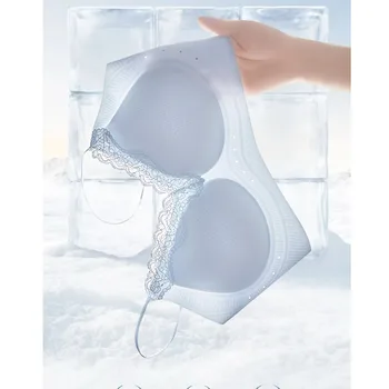 Women French Lace Thin Strap Bra Summer Cool Seamless Deep V Wireless Push Up Breathable Daily Outer Wear Lingerie S-XL Hot Sale