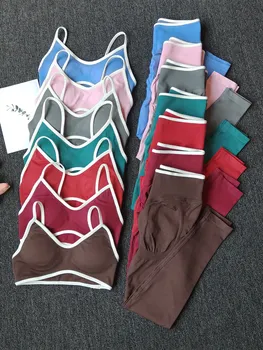 Combinaison de yoga pour femmes avec bretelles contrastées, soutien-gorge intégré, taille haute, effet push-up fessier et ventre plat, tenue de sport et de fitness