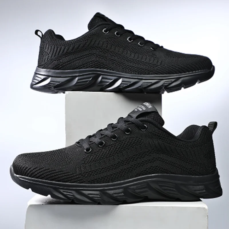 Black Sneakers Men Running Shoes Autumn New Breathable Mesh Shoes Light Non-Slip Work Shoes Casual Men'S Shoes Кроссовки Мужские