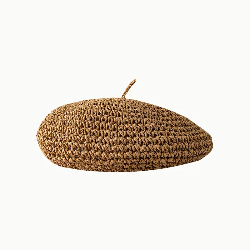 Vintage Beret Cap Fashion Women Casual Straw Weaving Beret Hat for Women French Spring Summer Retro Beanie Caps Hot Solid Color