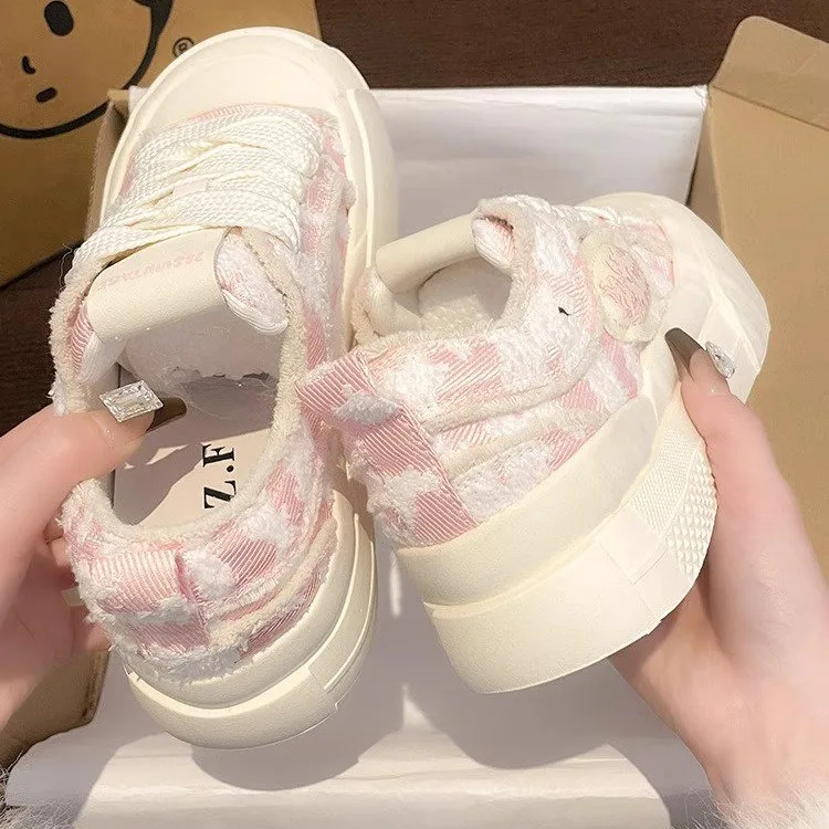 2025Women Platform Flat Canvas Shoes Woman Design Casual Trainers Ladies Autumn New Thick Bottom Board Sneakers Zapatos De Mujer