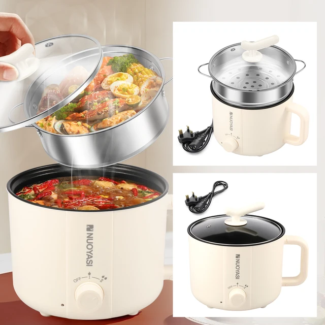 Mini marmite électrique 220V 1,8 l, Round UK, Pot Shabu antiadhésif, cuiseur Ramen Portable de voyage, essentiels pour dortoir d'université 1