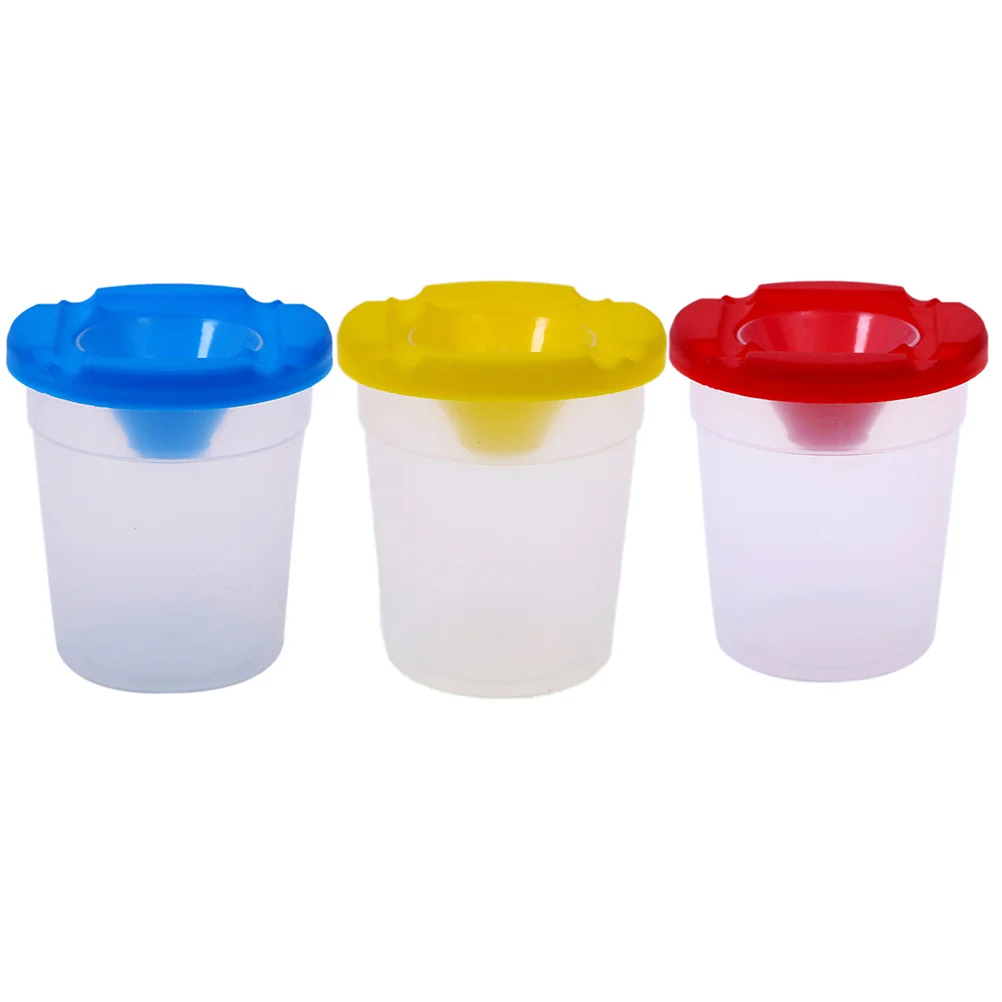 6 Pcs Spill Proof Kids Paint Cups Brush Washing Toning Supplies Child Watercolor 2
