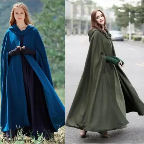 Sleeveless Christmas Cloak Red Womens Long Cape Cloak Hooded Wool Blend Coat Winter Thick Warm Poncho Cardigan 5 Colors Fashion