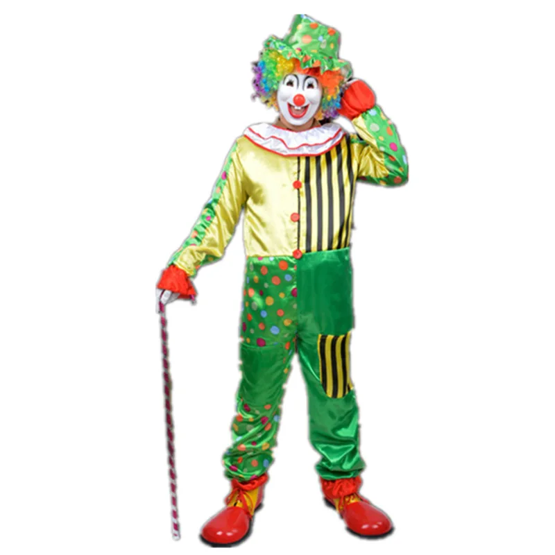Halloween Adult Funny Circus Clown Jumpsuit Carnival Party Cosplay Men Women Costume Dress Up No Wig