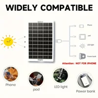 Panneau solaire 30W 5V avec USB, étanche, pour randonnée en plein air et Camping, batterie Portable, batterie de chargement de téléphone Portable, panneau de chargement de banque 2