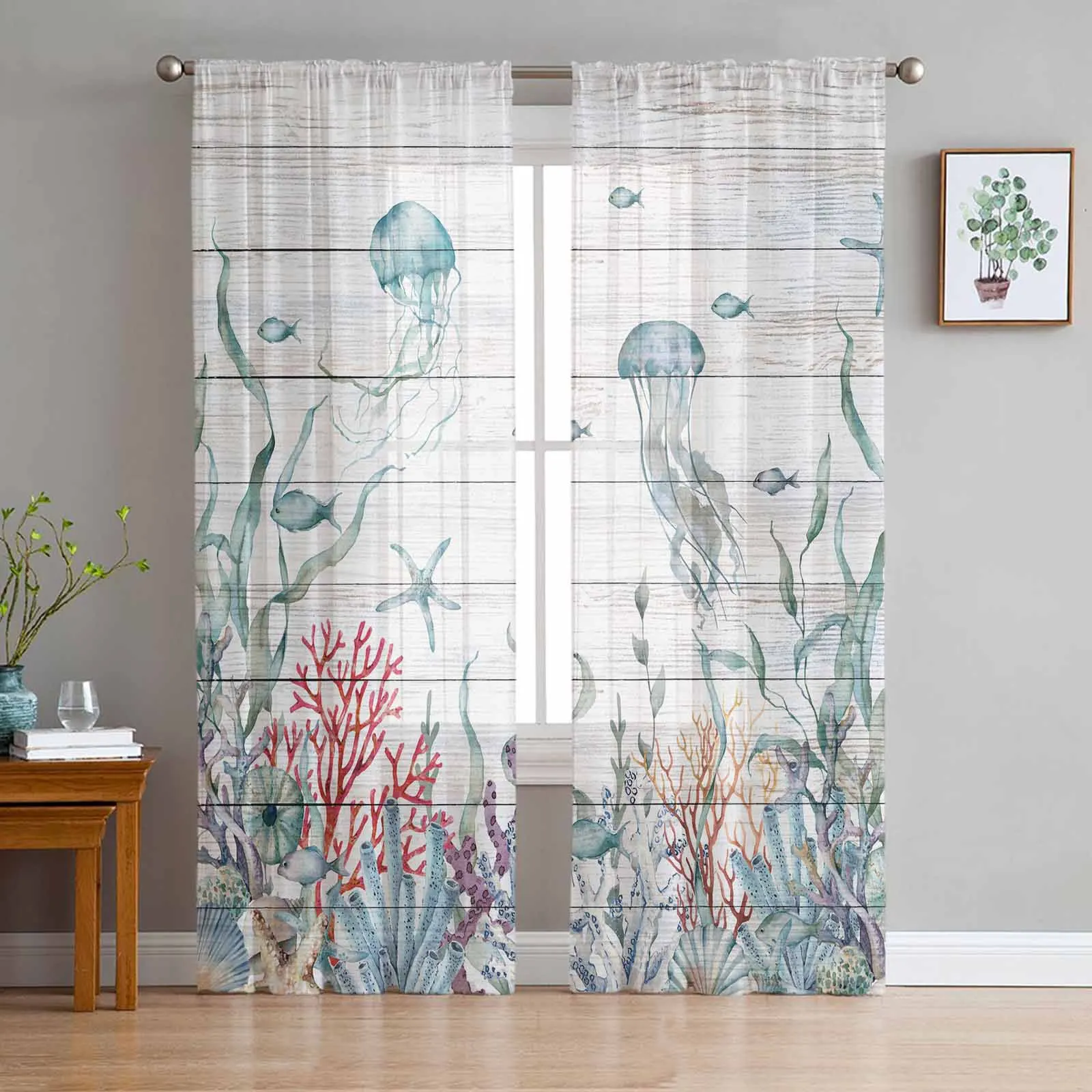 

Морской Коралл на лето, занавеска для гостиной, спальни, кухни, окна, тюлевые шторы, товары для дома