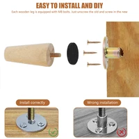 4Pcs Furniture Leg Wooden Replacement Furniture Feet 8/15/20cm Height Table Leg with Screws Foot Pads for Sofa Chair Bed Cabinet 4