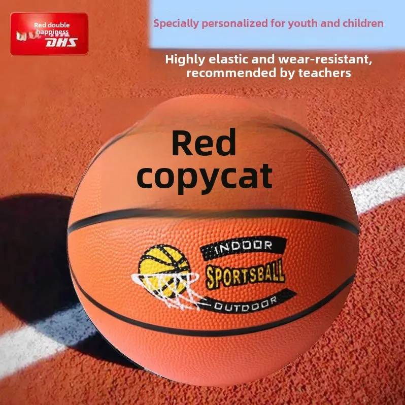Red Double Happiness Basketball Rubber Ball For Children Student 5 Number 7 Five Number 3 Durable Wear Resistant Blue Bal
