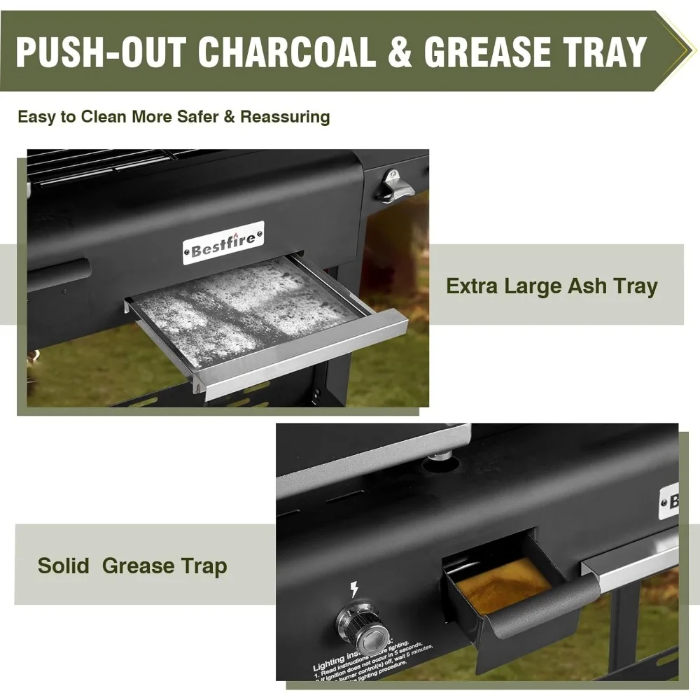 Bestfire Dual Fuel Propane Gas Charcoal Grill 4