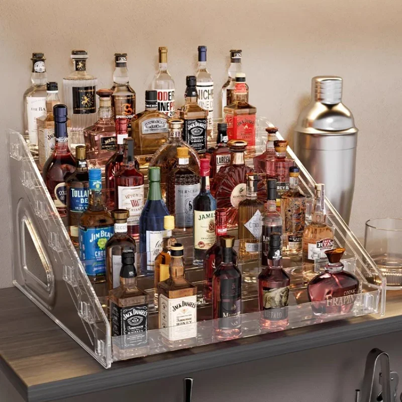 Mini Ladder Style Small Liquor Rack Acrylic Showcase Imported Display Rack Liquor Cabinet Layered Collection Bar Furniture