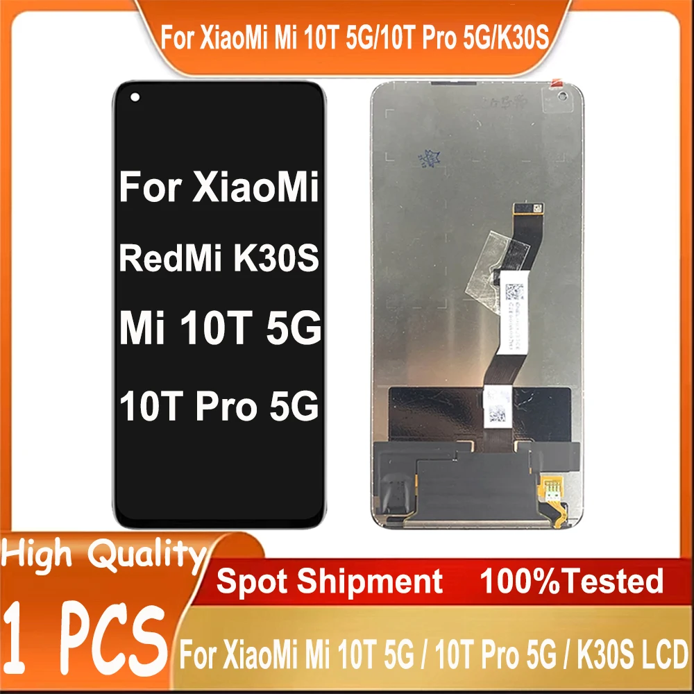 HLYGZX Écran LCD de rechange pour Xiaomi Mi 10t 5G/Mi 10t Pro 5G M2007J3SY M2007J3SG Kit de réparation (noir avec cadre