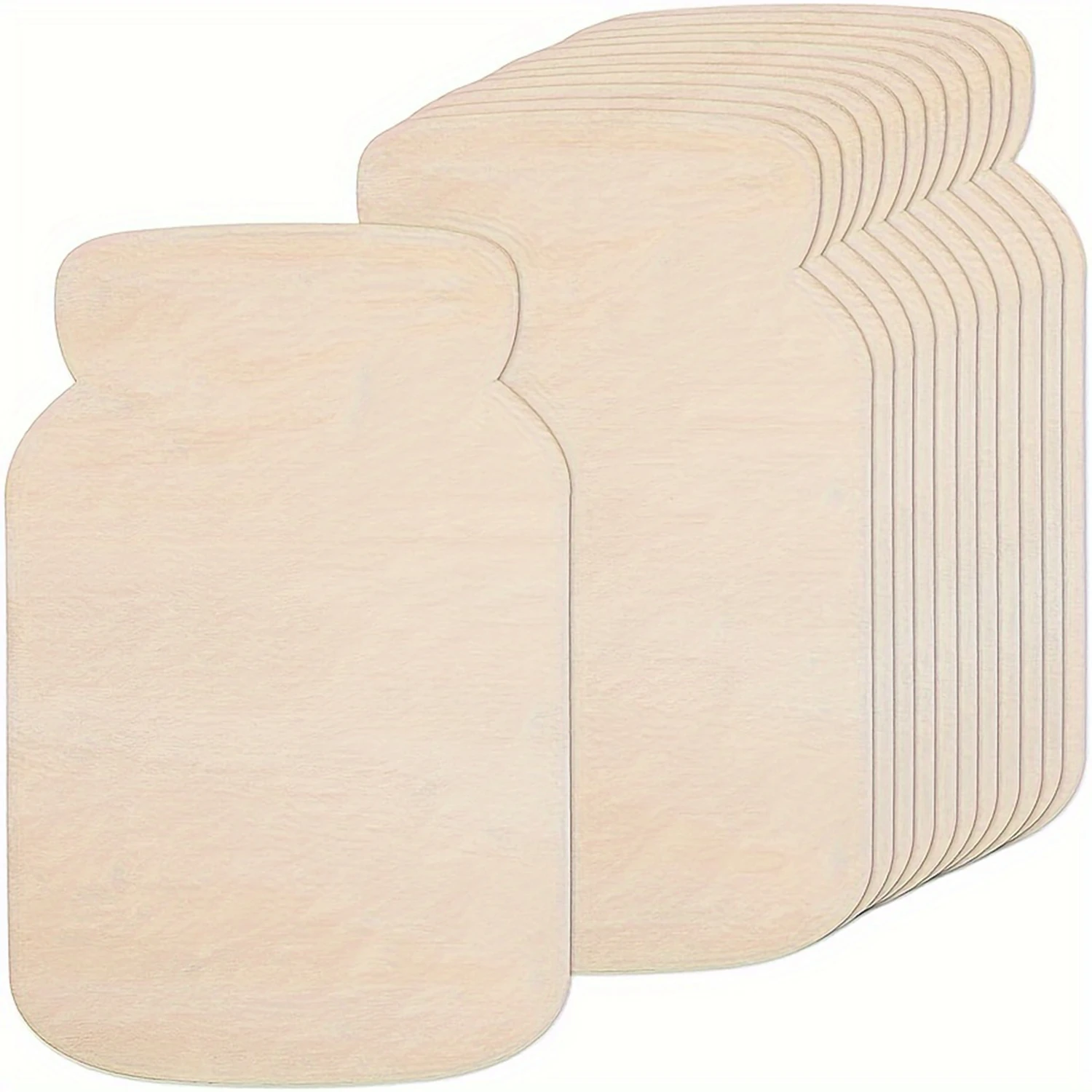 10pcs Wooden Mason Jar Cutouts Unfinished Wood Craft Cutouts Natural Blank Wooden Mason Jar Shape Slices Ornaments for DIY Craft