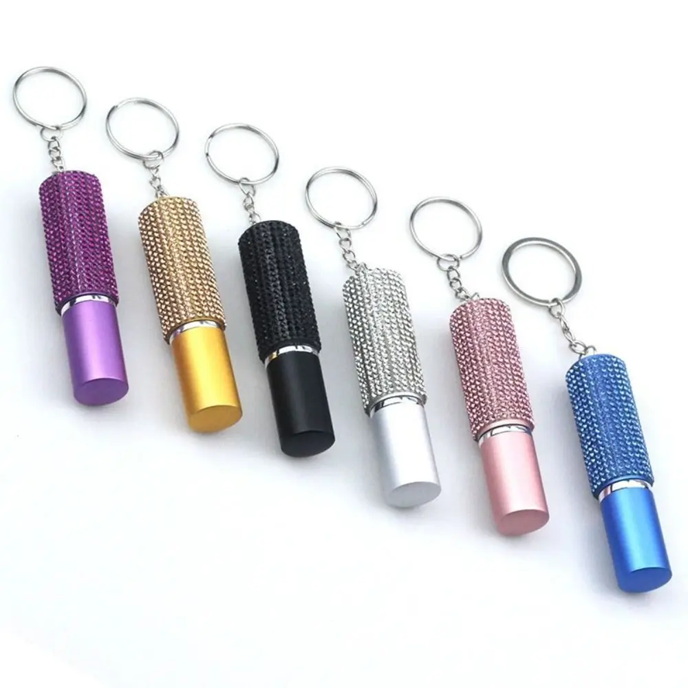 10ml Empty Perfume Bottle Shiny Rhinestone Spray Liquid Bottle With Keychain Bag Pendant Crystal Press Spray Bottle Women