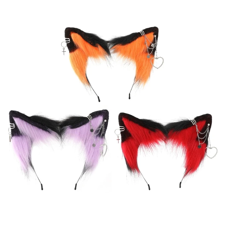 

Cat Ear Headband with Ear Jewelry Sweet Girls Cosplay Ears Fursuit Masquerade Halloween Cosplay Party