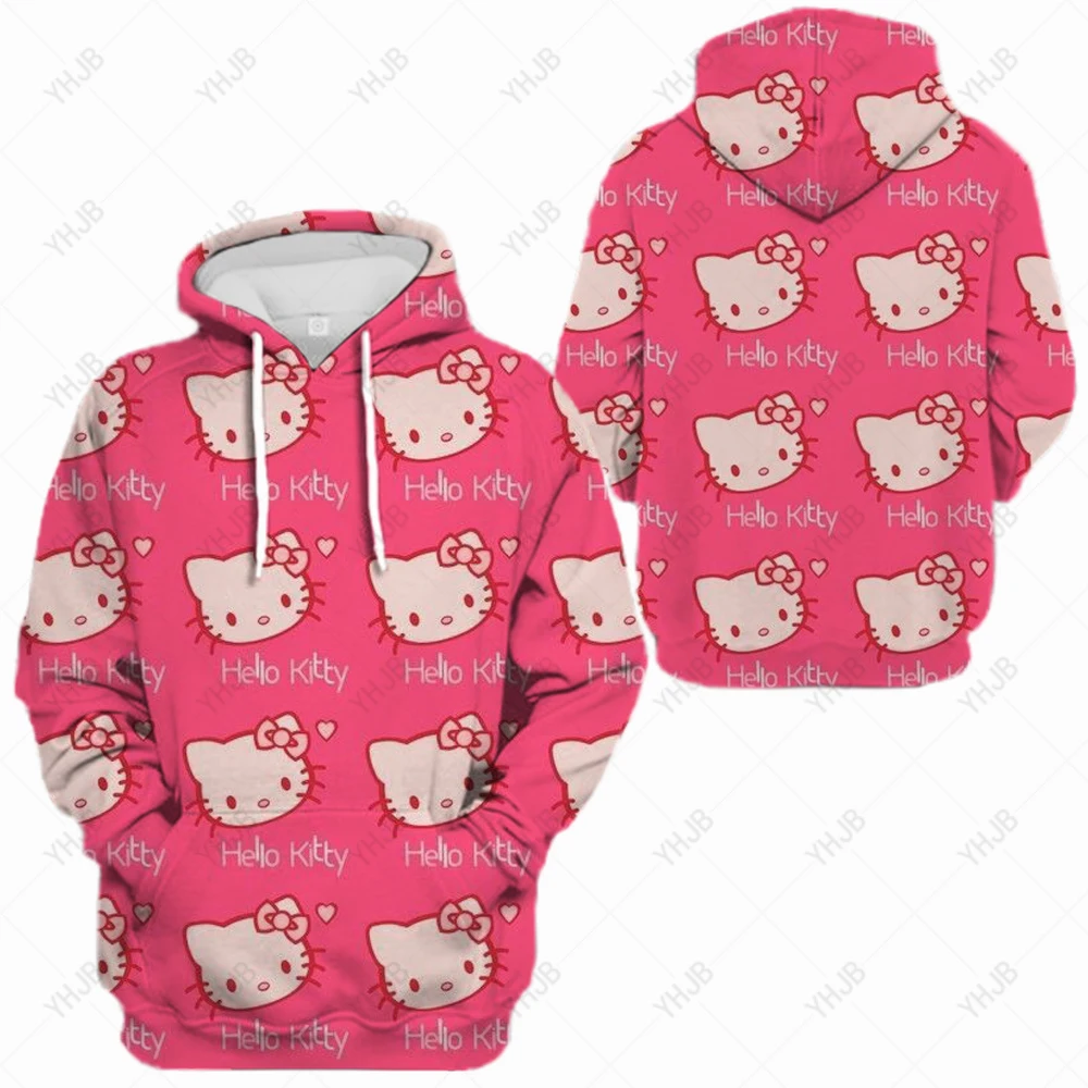 

Hoodie Vintage Harajuku Women's Hoodies Kawaii Cute Casual Streetwear Hello Kitty Print Oversize Top Woman Loose Sweatshirts