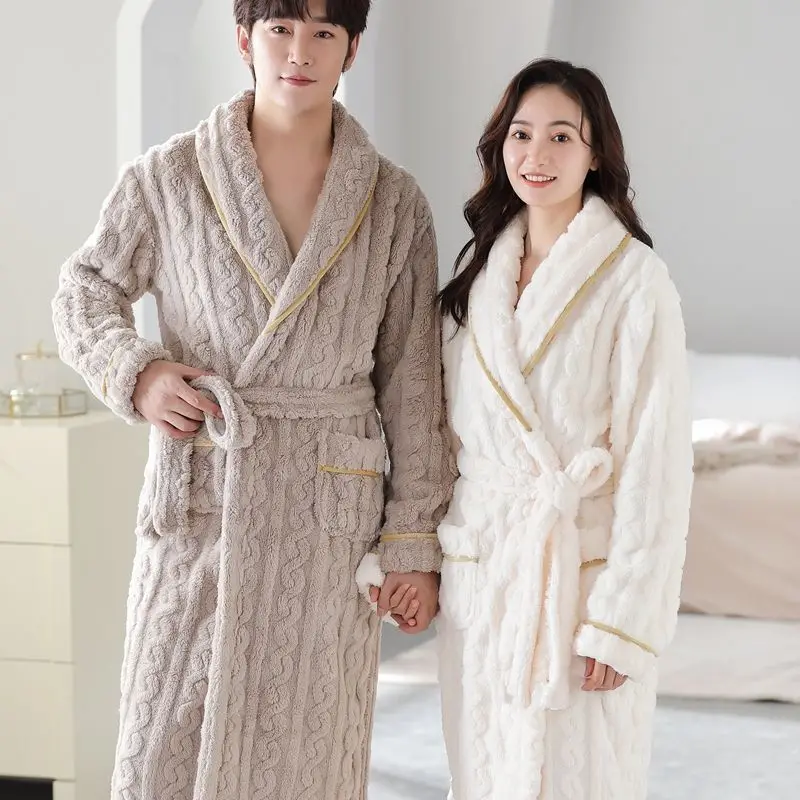 

Ночная рубашка осень-зима Мужская и женская одинаковая утолщенная теплая флисовая ткань кораллового цвета набор из двух предметов универсальная Всесезонная