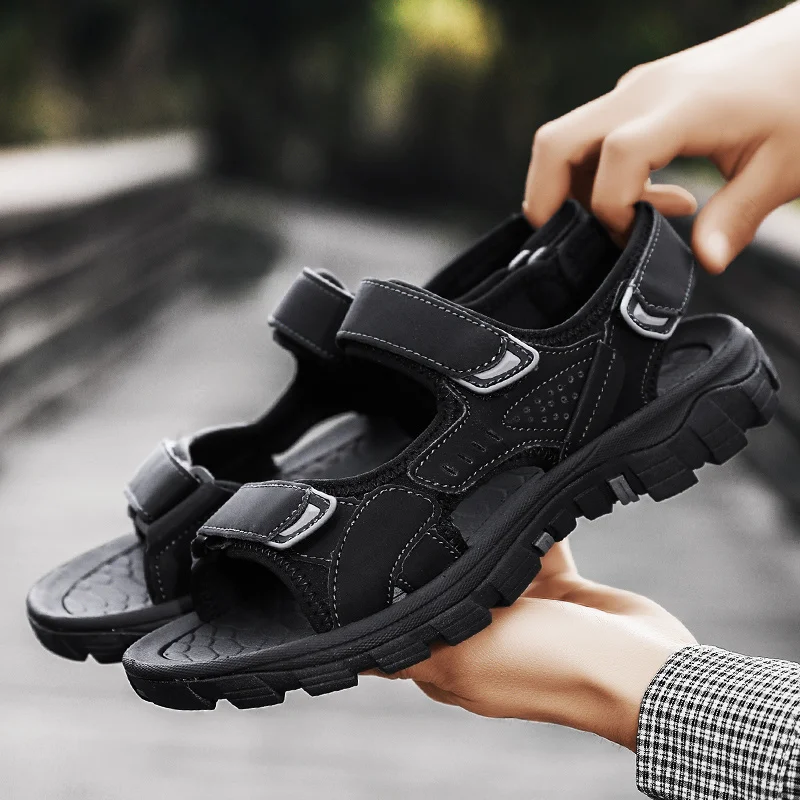 Herren-Sandalen mit offener Zehenpartie, leicht, für den Außenbereich, Sommer, Strand, Wandersandalen, rutschfeste sportliche Sportschuhe_voghion.com