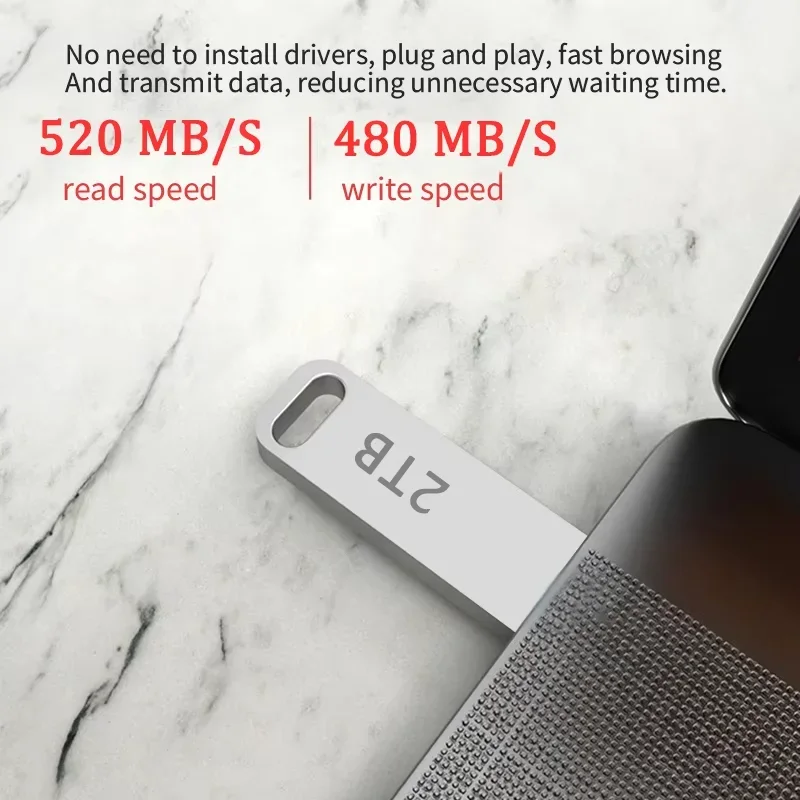 New USB 3.2 2TB Flash Drive High Speed Metal U Disk TypeC Memory Stick Waterproof SSD Storage PC Phone Data Transfer Portable