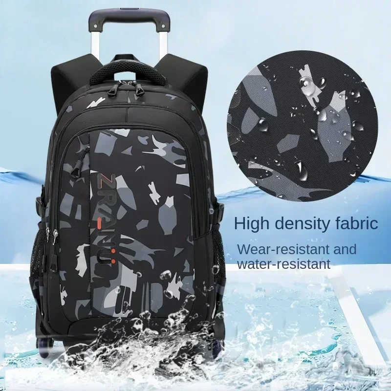 School Rolling backpack bag School Bags with wheels Student wheeled Backpacks for boys Children School Trolley Bag Waterproof 5
