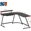 Vista L-Shape Desk with Monitor Stand, Black 3