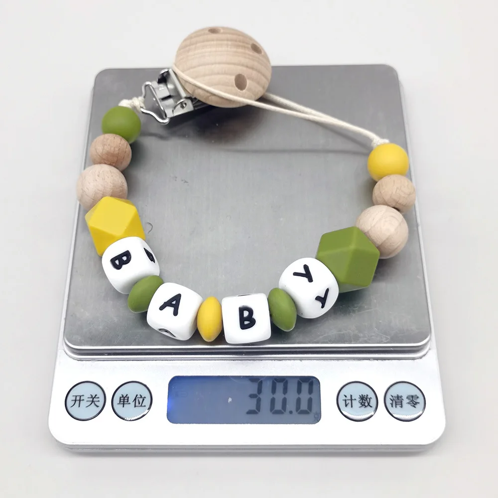 Baby Pacifier Clips Custom Personalized Name Silicone Beads Safe Baby Soother Accessory