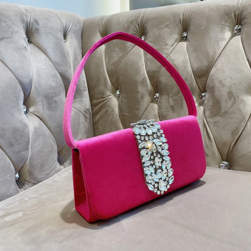 thumbnail image 1 of Bolsos de noche para mujer, bolsos de diseñador de lujo, monedero, novedad 2023, en satén adornado con imitación brillante, bandolera pequeña, 1 of 5
