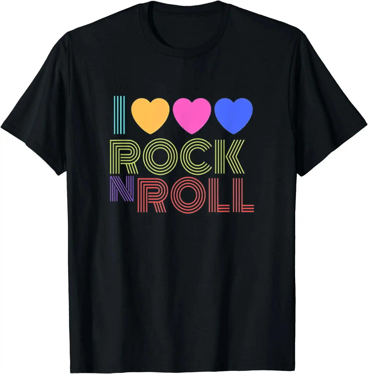 

Ретро 80s сердечки I Love Rock N Roll Музыка для фанатов Молодежная Футболка