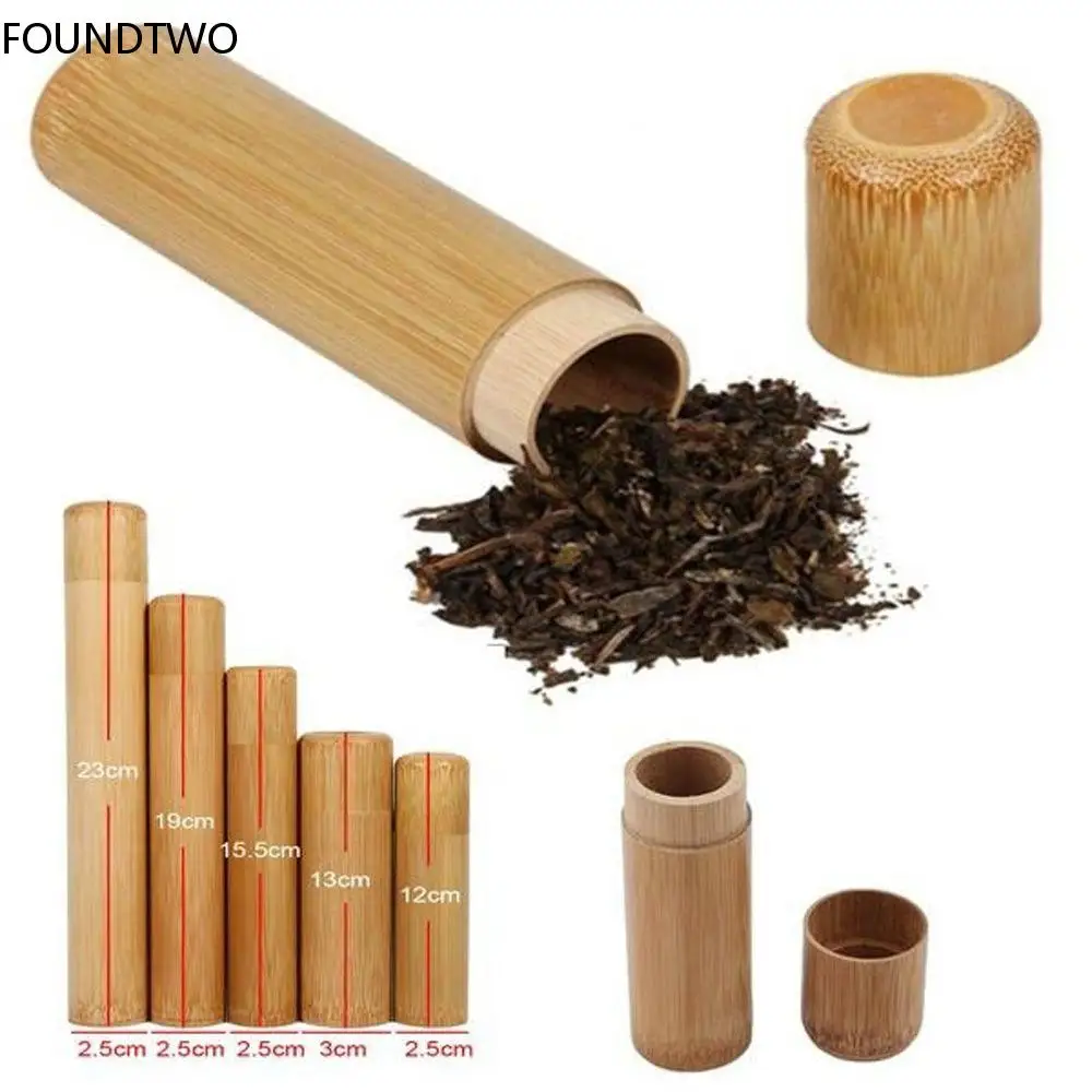 Eco-friendly Jar Portable Tea Canister Lid Handmade Natural Container Round Bamboo natural Storage Box Holder tea tin box,tea canister