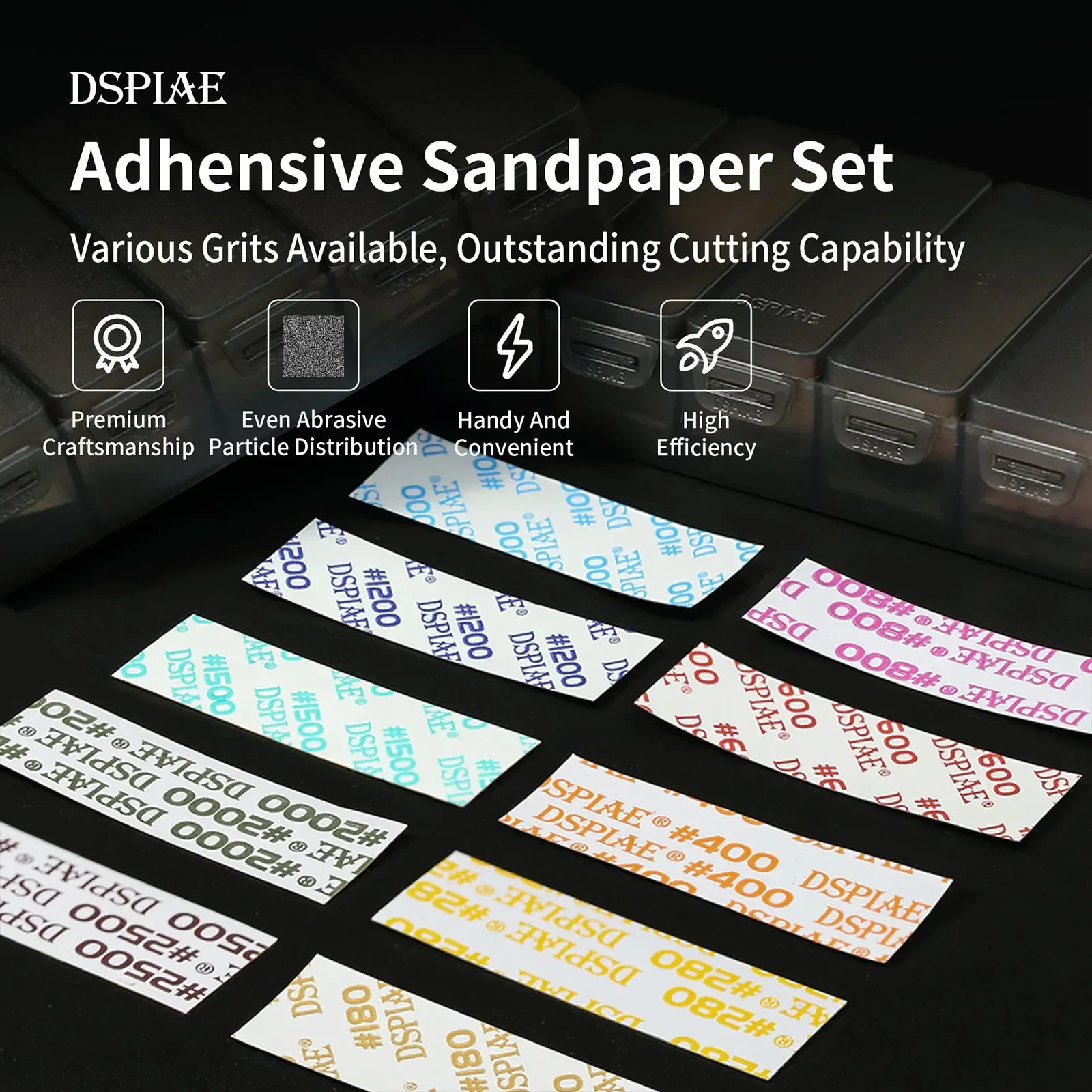 Lot de 100 papiers abrasifs adhésifs DSPIAE SP-S01/S02 pour ponçage maquette