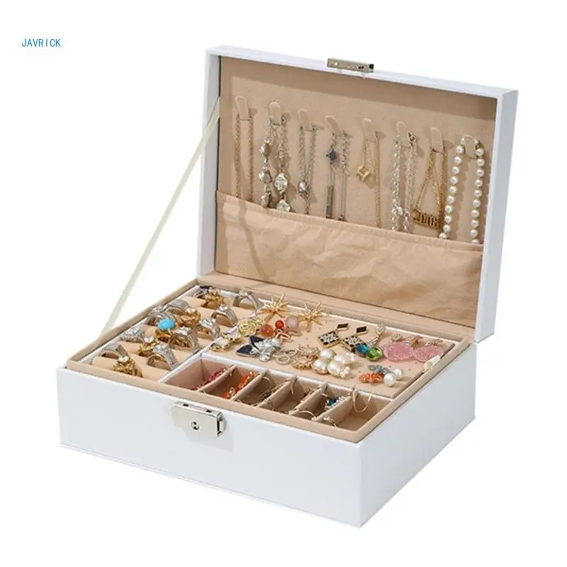Trendy Jewelry Storage Box Lockable Jewelry Organizers Leather Jewelry Case Jewelry Box PU Material Suitable for Indoor