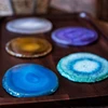 Nordic Natural Agate Stone Flake Texture Transparent Multi-color Coaster Insulation Pad Jewelry Display Tray 1