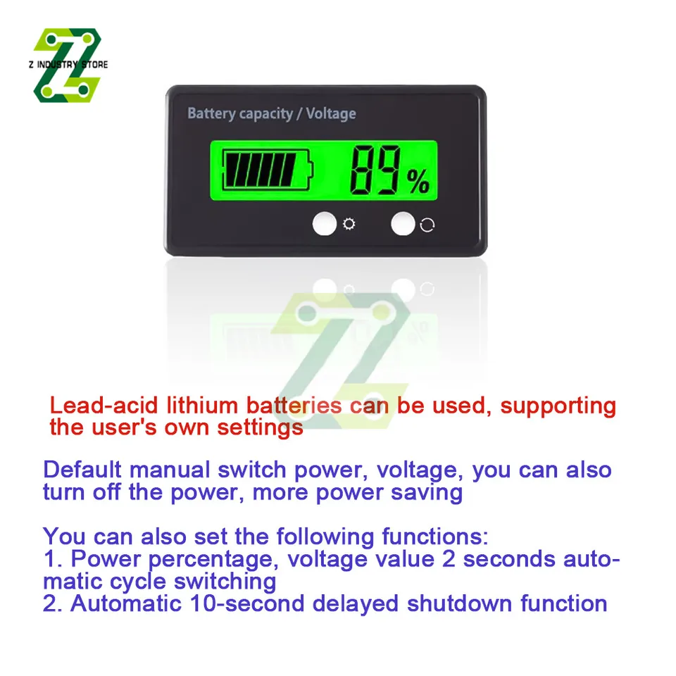 Indicatore Capacità/tensione Batteria 12V-84V Litio Piombo-acido - Foto 8