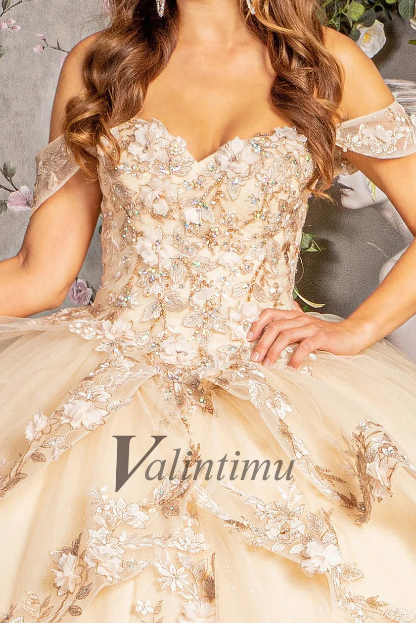 Valintimu Stunning Sweetheart Quinceanera Dresses for Girl Off the Shoulder Ball Gown Appliques Vestidos De 15 Anos Customized