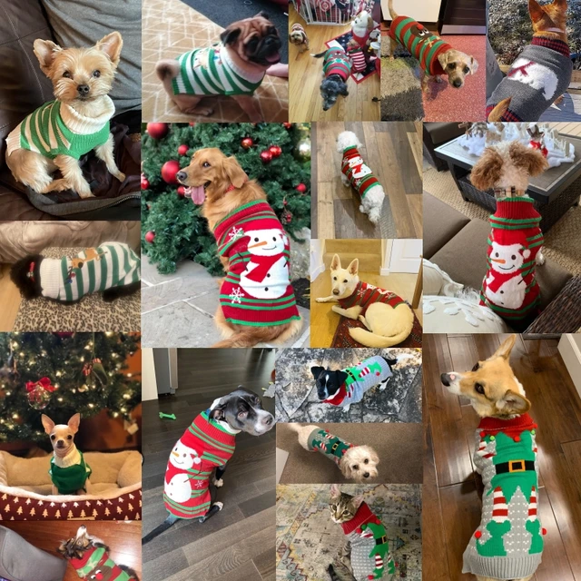Dog Sweater Christmas Winter Warm Dog Clothes Xmas Outfit for Dogs Puppy Coat Dog Costume Chihuahua Striped Dog Knitted Sweater 3