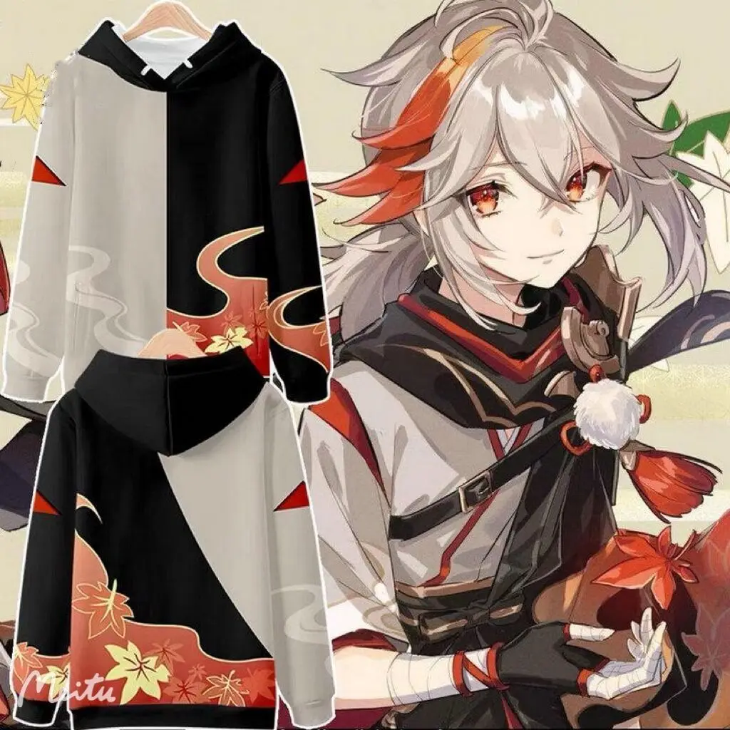 

Anime Genshin Impact Kaedehara Kazuha 3D Prin Autumn Fashion Game Harajuku Hoodies Sweatshirt Long Sleeves Pollover Plus Size