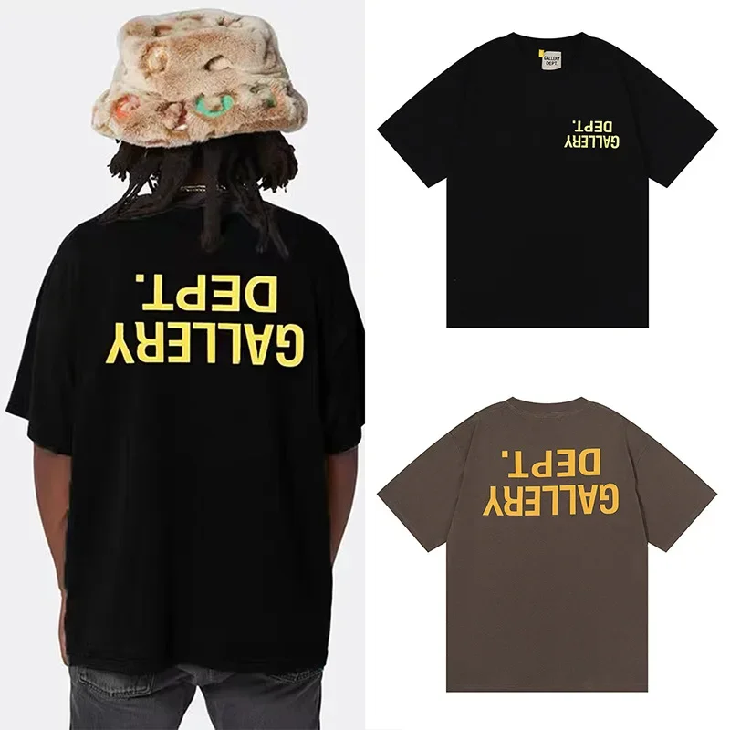 

GALLERY DEPT TIDE Harajuku 2023 Letter Reverse Logo T Shirt Loose Oversize Hip Hop Multicolour Unisex Short Sleeve Tees