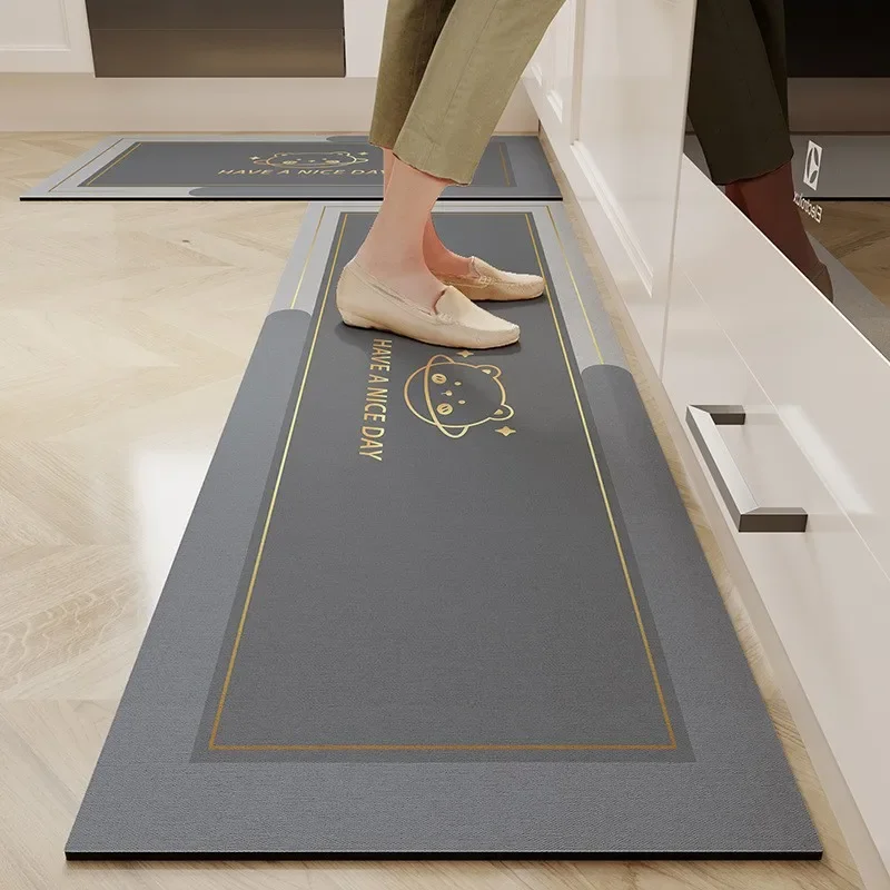 VIKAMA Kaymaz Mutfak Zemin Matı, Çabuk Kuruyan ve Yağa Dayanıklı, Modern ve Basit Uzun Şerit Halı Banyo Halısı Ev Dekorasyonu