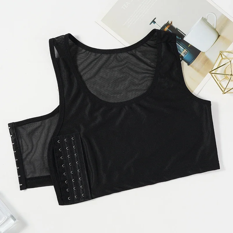 Women Breathable Chest Breast Binder Side Buckle Short Vest Tomboy Tank Tops Wireless Wrap Bandage Shaping Underwear