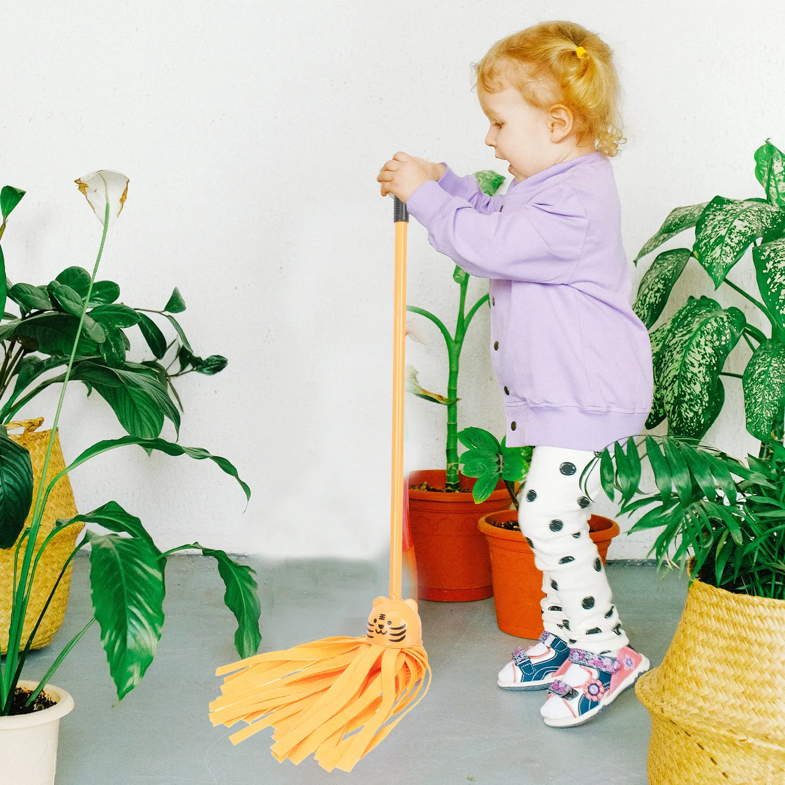 용 청소 세트 미니 빗자루 밝은 색상 시뮬레이션 청소 도구 교육용 역할놀이 용..