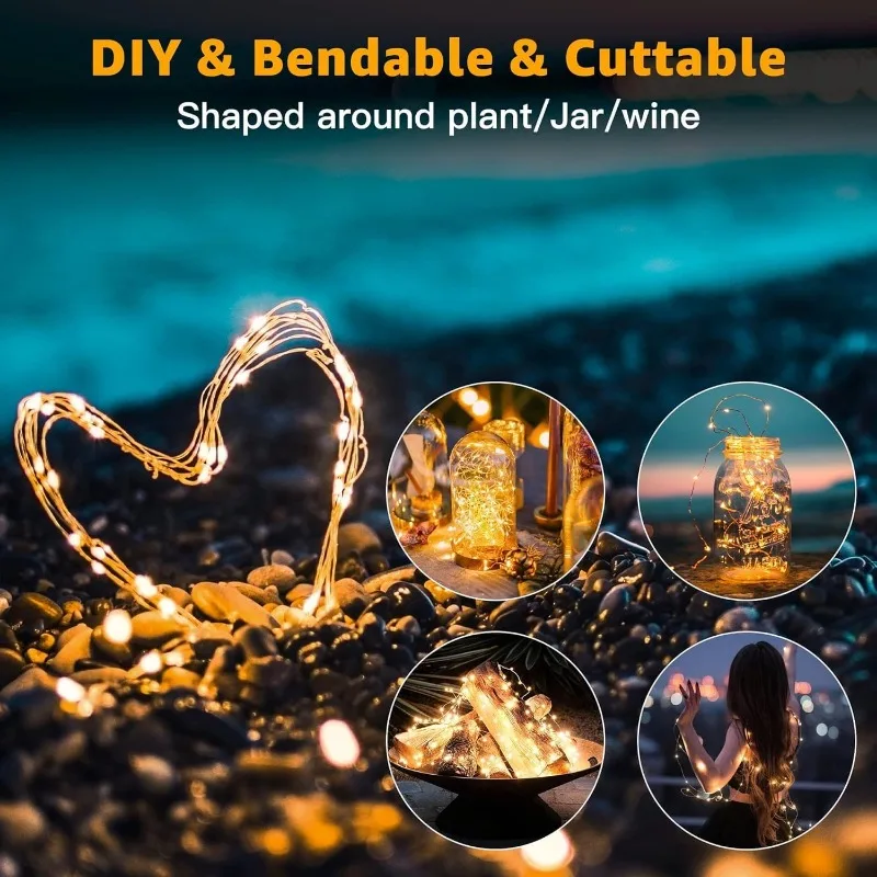 5Pcs LED Copper Wire Fairy Lights Waterproof LED String Lights Battery Operated DIY Wedding Party Christmas Decoration Garland