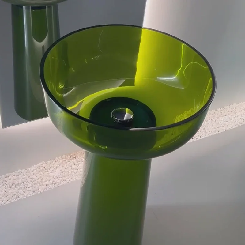 

Guhe Green Transparent Resin Integrated Floor Type Hand Wash Basin, Wash Table, Sink, Sink, Column Basin