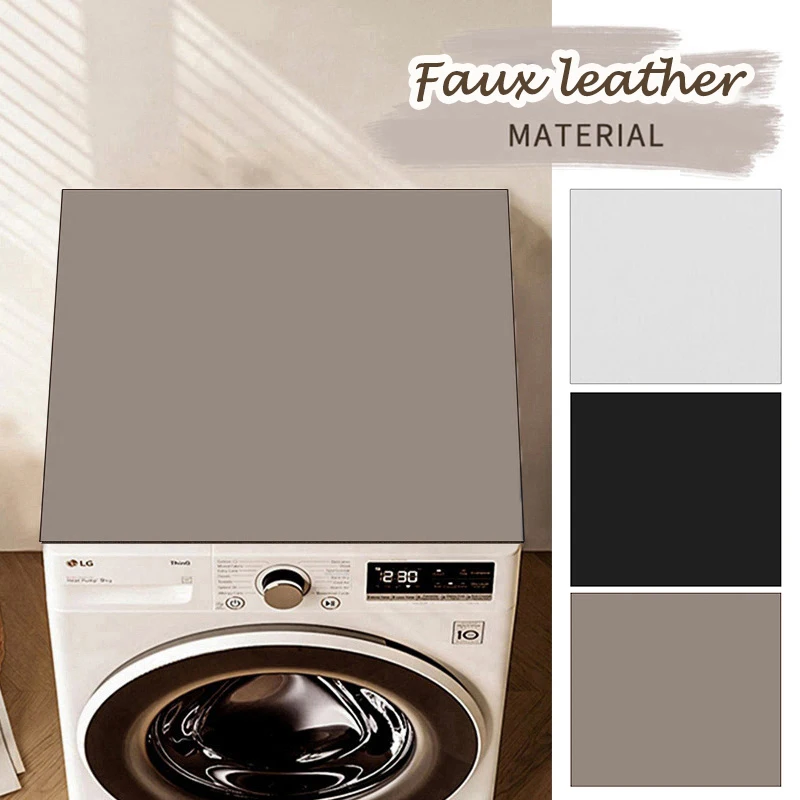Solid Washing Machine Dust Cover Refrigerator Cabinet Top Protector Faux Leather Mat Waterproof Pad Dinning Table Placemat