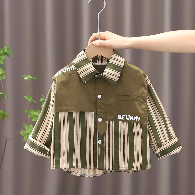 

Spring Autumn 1-4Y Boys Fashion Cotton Plaid Long Sleeve Shirt For Boy Kids Designer Clothes Baby Boy Clothes