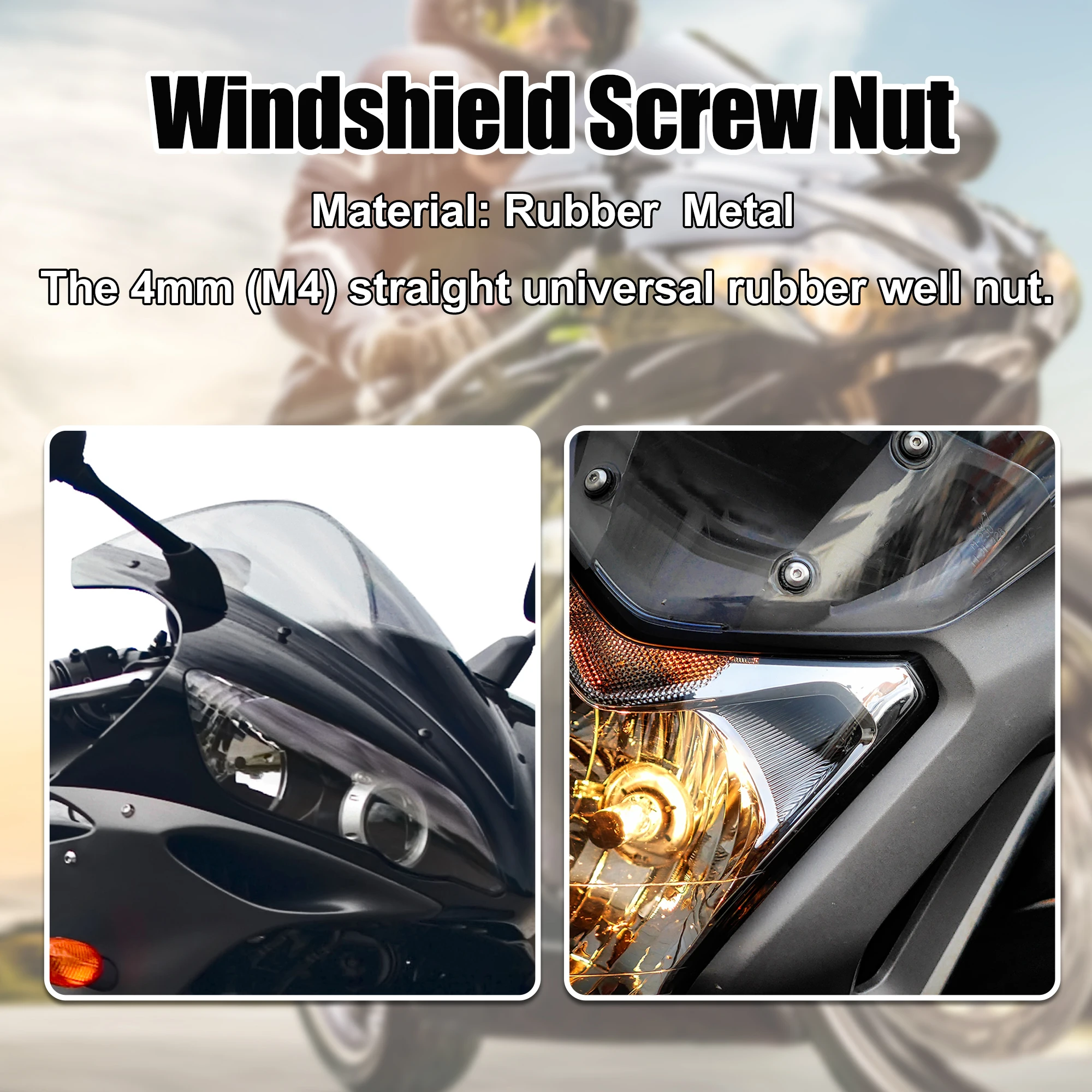 Motoforti M4 M5 M6 Motorrad Windschutzscheibe Windschutzscheibe Schrauben Schrauben Mutter 10/20/30/50 Stück Universal Gummi Well Muttern Befestigungs Schraube – Detail 5