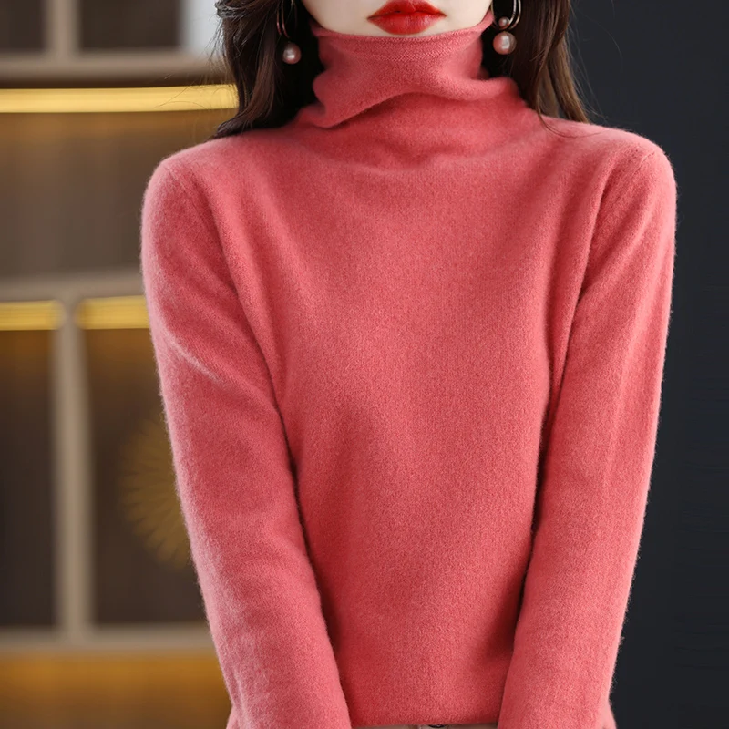 new-winter-pile-collar-sweater-pullover-warm-color-women's-100-sweater-joker-classic-style-elegant-intellectual-women's-sweater