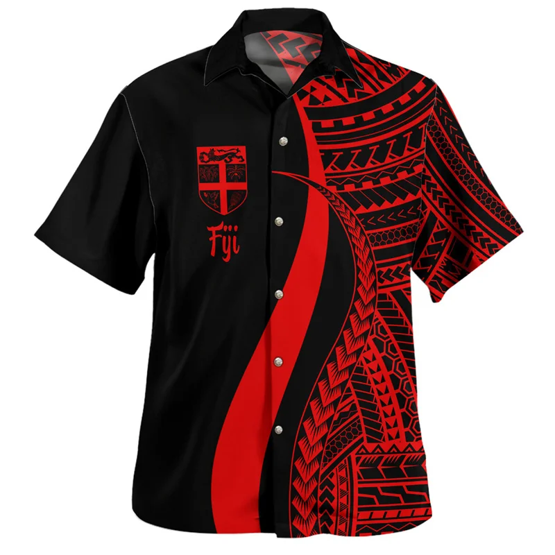 Fiji Hawaiian Shirt For Men 3d Printed Loose Short Sleeves Polynesian Shirts Women Casual Summer Beach Lapel Button Blouse 5