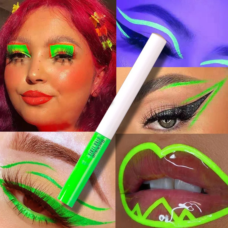 

Professional Shiny Eyeliner Cosmetic Pigment Neon Makeup Liquid Glitter Pigment Eyeliner Quick Dry Fluorescence in Dark New