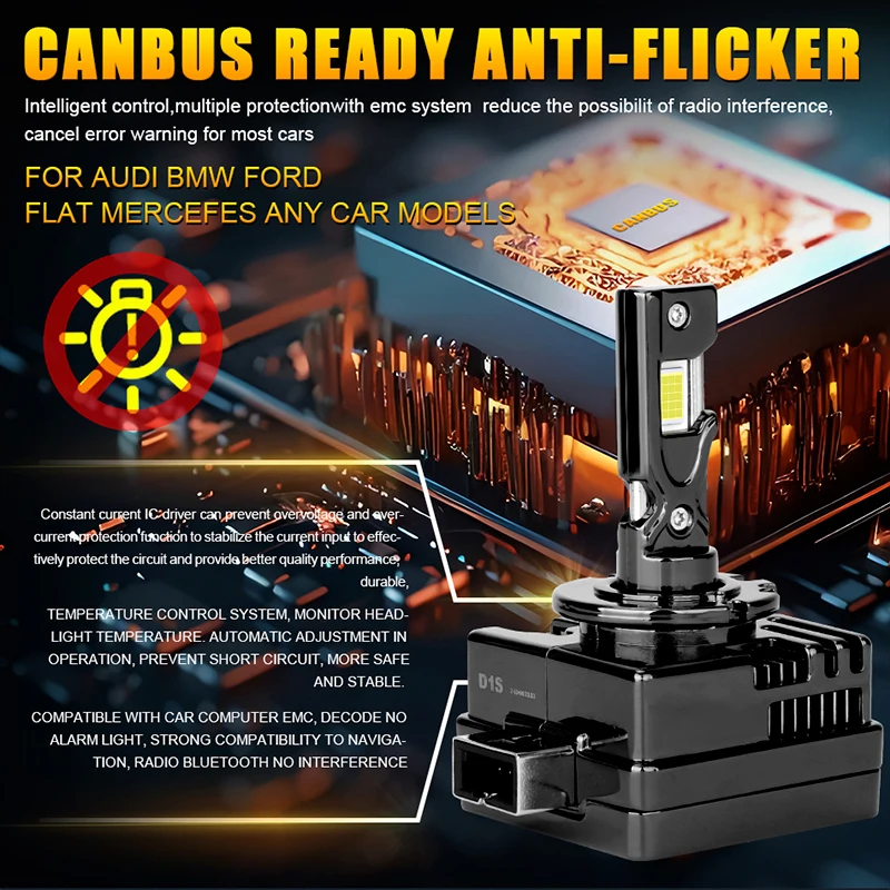 D2S D4S 1:1 Led Headlight HID D1S D3S D1R D3R Kit Xenon LED Bulb Retrofit Kit 300W D2R D4R Car Lamps Auto Lights 9054 CSP CANbus 4