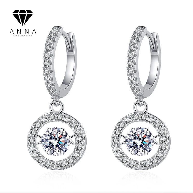 

100% s925 Sterling Silver Platinum Plated 2CT Real Heart Moissanite Earrings Passed Diamond Test Classic Drop Earring Jewelry